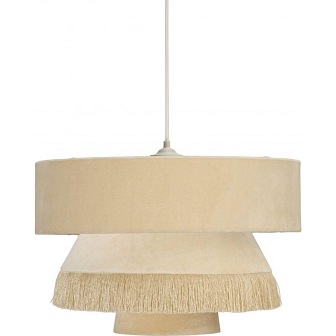 Lampa abażurowa retro Alexis aksamit kremowa